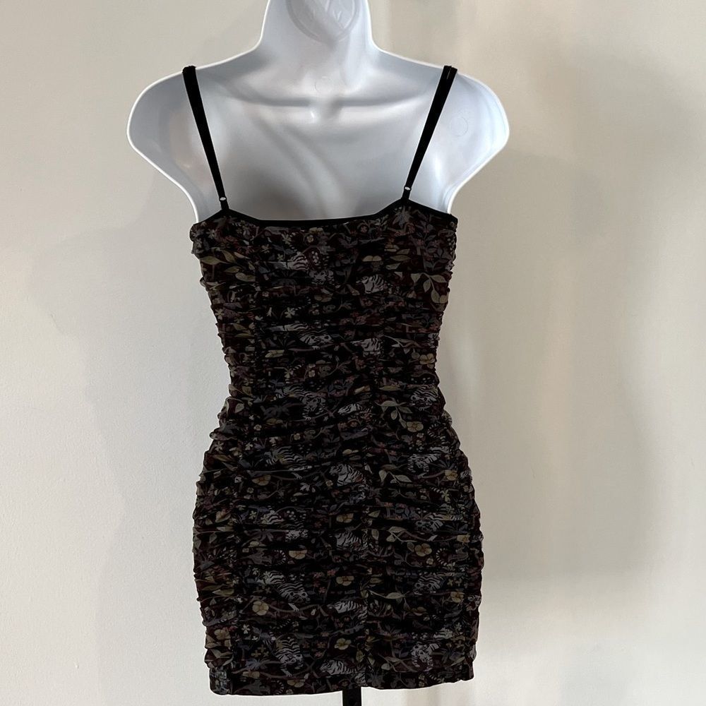 Floral Ruched Mini Dress (S) - Picture 2 of 7